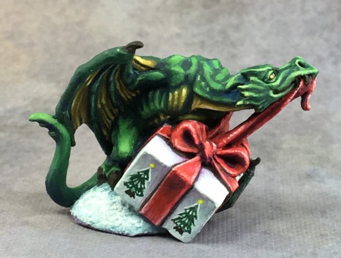 Reaper Miniatures Holiday: Christmas Wrapping Dragon - for just $4.99! 