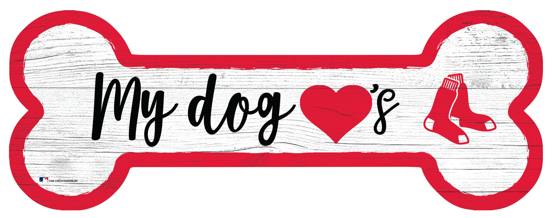 Boston Red Sox Baseball Dog Bone White Wooden Sign - for just $12.99! 
