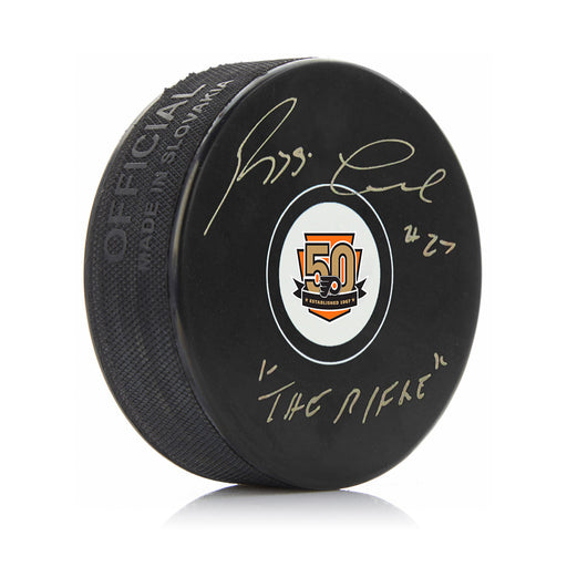 Reggie Leach Autographed Philadelphia Flyers 50th Anniversary Hockey Logo Puck - for just $49.99! 