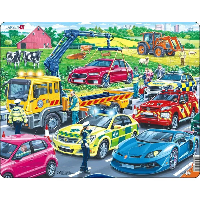 Rescue Vehicles 26 Piece Tray Jigsaw Puzzle Larsen - for just $11.99! 