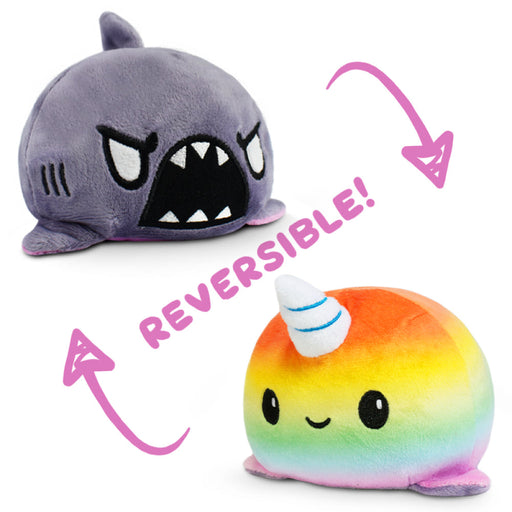 TeeTurtle Reversible Narwhal/Shark: Rainbow/Gray (Mini) - Premium Toys and Collectible - Just $16.99! Shop now at Retro Gaming of Denver