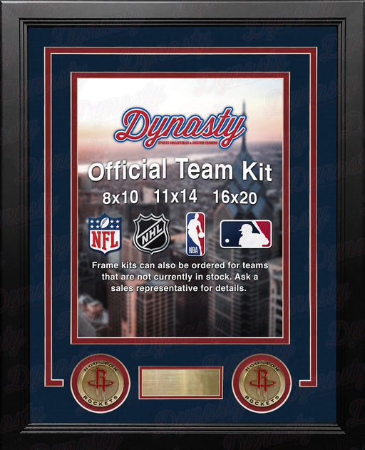 NBA Basketball Photo Picture Frame Kit - Houston Rockets (Navy Matting, Red Trim) - for just $29.99! 