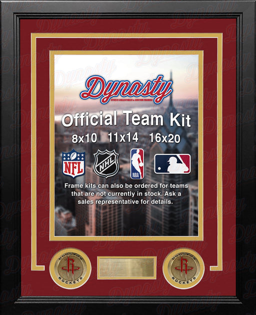 NBA Basketball Photo Picture Frame Kit - Houston Rockets (Red Matting, Yellow Trim) - for just $29.99! 