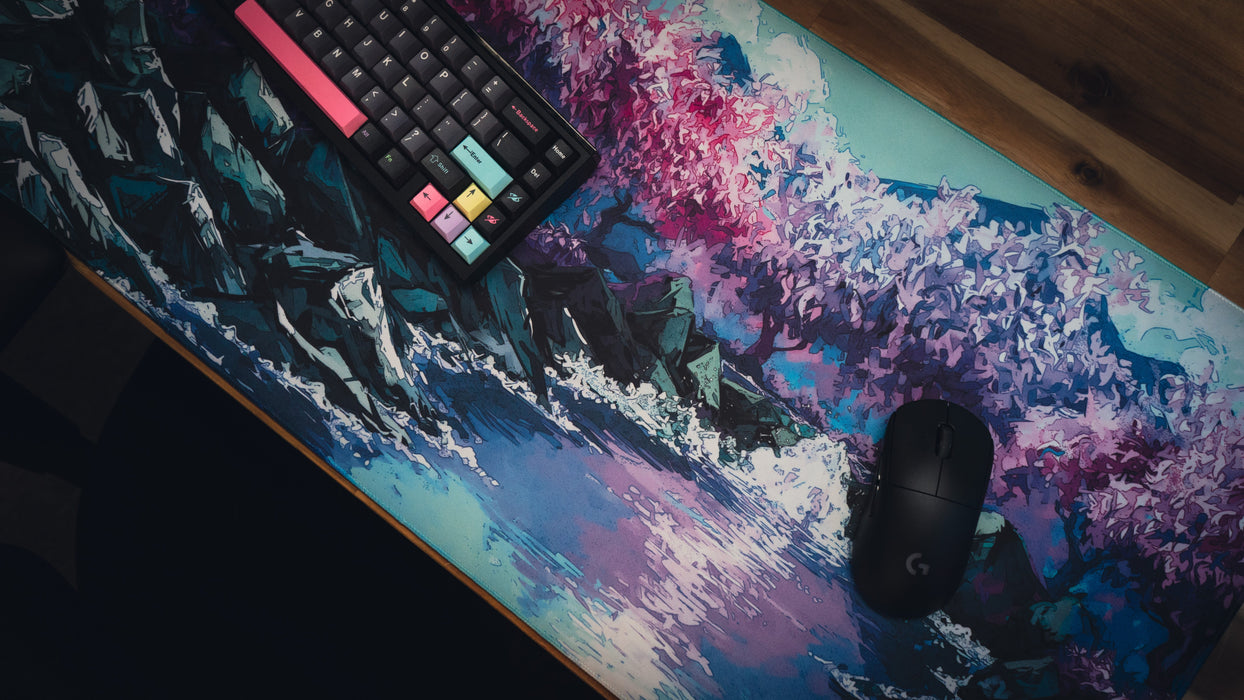 "Stream of Serenity" — Cherry Blossom Deskmat - for just $49.95! 