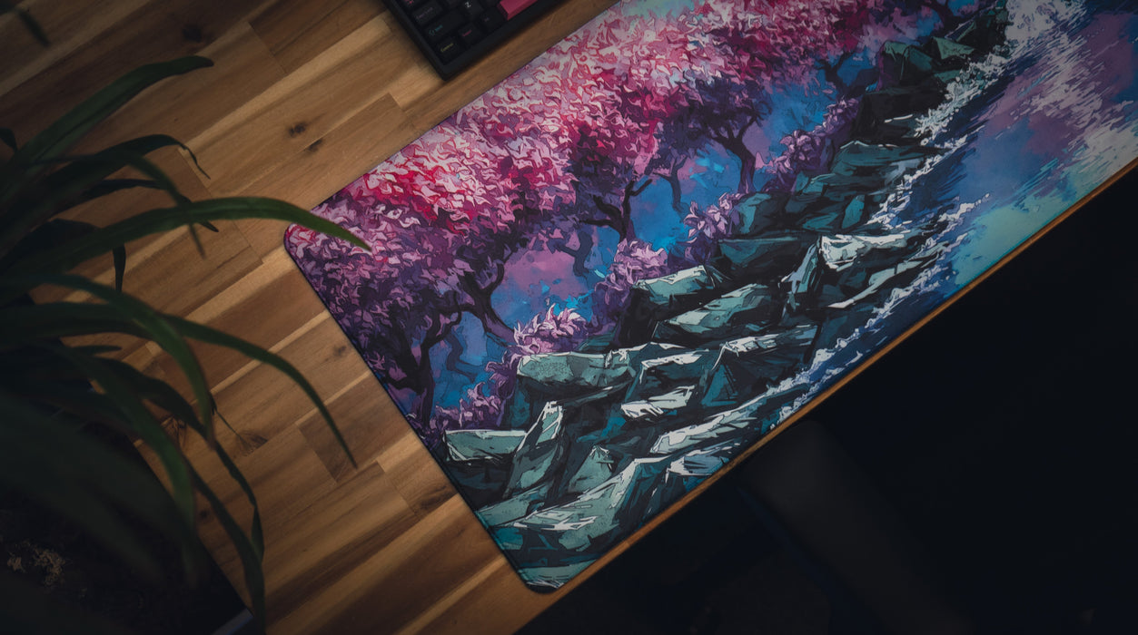 "Stream of Serenity" — Cherry Blossom Deskmat - for just $49.95! 