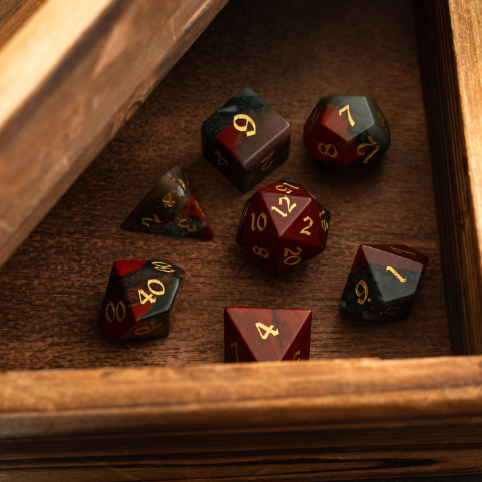 Gemstone African Bloodstone Hand Carved Polyhedral Dice DnD Dice Set - Gift For Dnd, RPG Game DND MTG Game - Premium Gemstone Dice - Just $17.99! Shop now at Retro Gaming of Denver