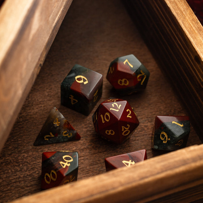 Gemstone African Bloodstone Hand Carved Polyhedral Dice DnD Dice Set - Gift For Dnd, RPG Game DND MTG Game - Premium Gemstone Dice - Just $17.99! Shop now at Retro Gaming of Denver
