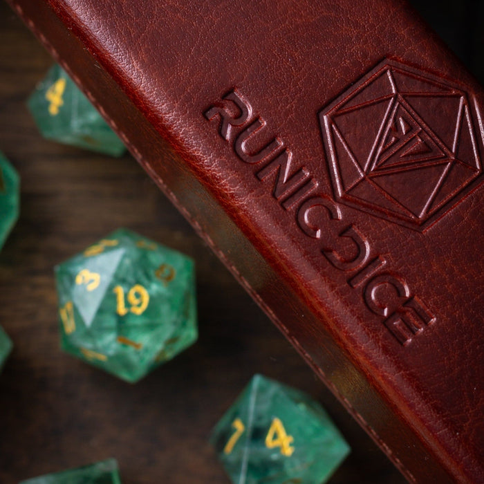 Green Fluorite Gemstone Dice (Chlorophane)  Hand Carved Polyhedral Dice (With Box) DND Set - Premium Gemstone Dice - Just $18.99! Shop now at Retro Gaming of Denver