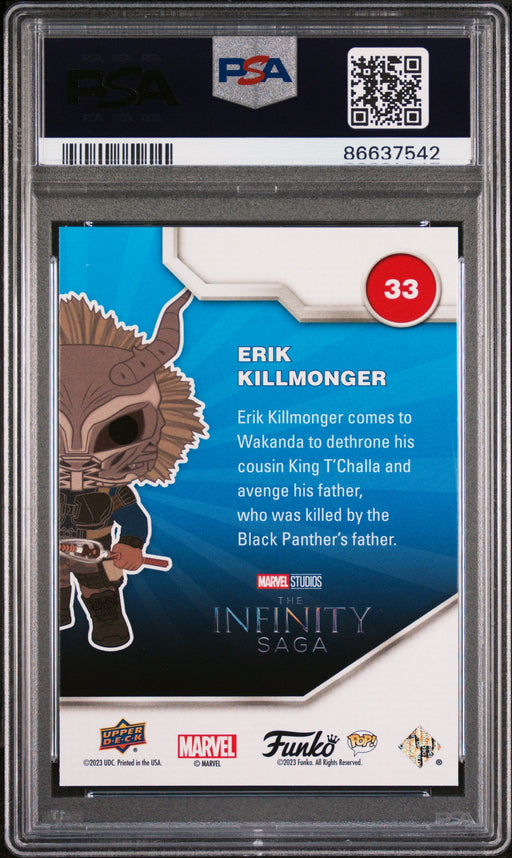 2023 UPPER DECK FUNKO POP MARVEL  ERIK KILLMONGER PLATINUM #33  PSA 10 - for just $54! 
