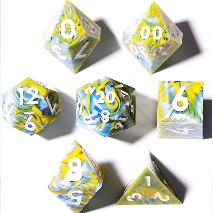Planet Themed 7 Piece Resin Sharp Edged Dice Set With Case - for just $59.99! 