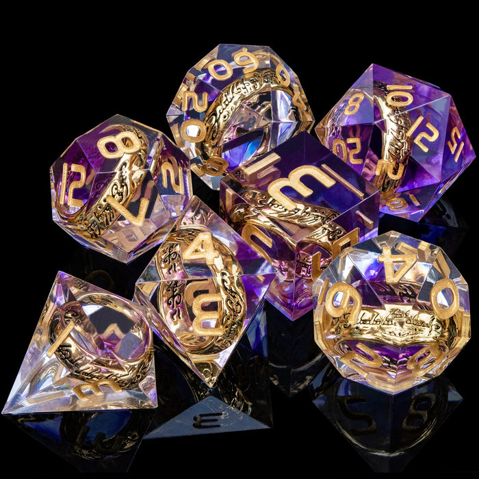 7 Piece Handcrafted Sharp Edged Dice Set With Liquid Core Eyeball - for just $29.99! 