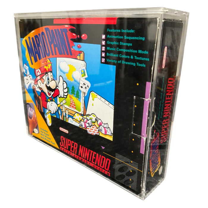 Acrylic Hard Case for SNES MARIO PAINT & EARTHBOUND Big Video Game Box (4mm thick, UV & Slide Bottom) - for just $36.99! 