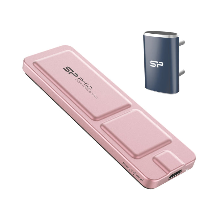 Silicon Power PX10 512GB  USB-C 3.2 Gen 2 External Portable Solid State Drive, USB C to USB C Dongle included, for iPhone 15 Pro/Pro Max, PS5 and Xbox Series X [Pink] - for just $123.97! 