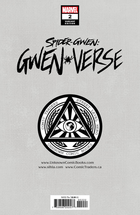 Spider-Gwen: Gwenverse #2 Unknown Comics Greg Land Exclusive Homage Virgin 2Nd Ptg Var (06/08/2022) - for just $20! 