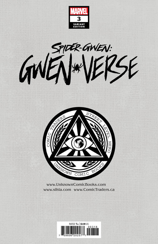 Spider-Gwen: Gwenverse #3 Unknown Comics Greg Land Exclusive Homage Virgin Var (06/15/2022) - for just $20! 