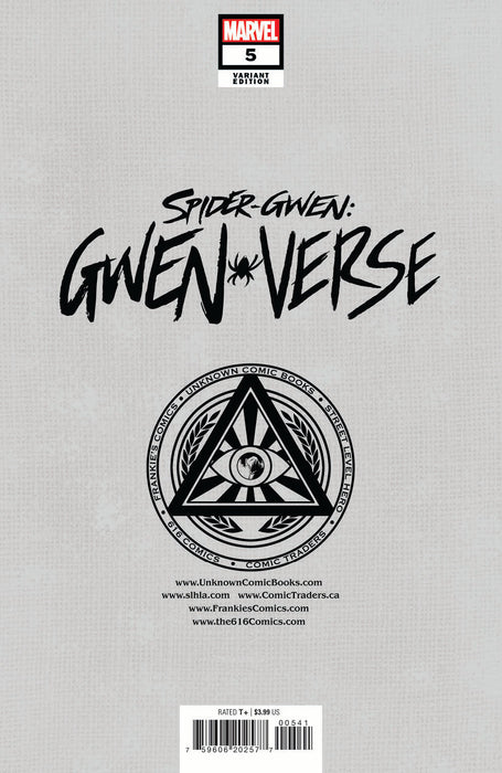 Spider-Gwen: Gwenverse #5 Unknown Comics Greg Land Exclusive Homage Virgin Var (08/24/2022) - for just $20! 