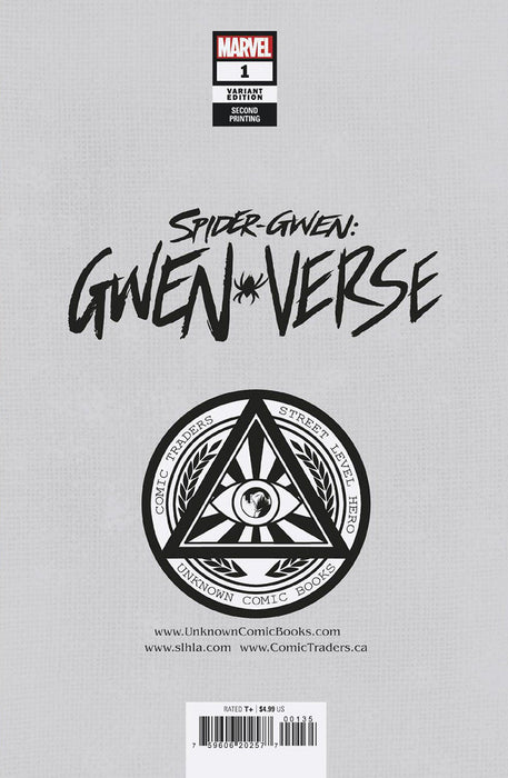 Spider-Gwen: Gwenverse 1 Unknown Comics Greg Land Exclusive Homage Virgin 2Nd Ptg Var (04/27/2022) (05/04/2022) - for just $20! 