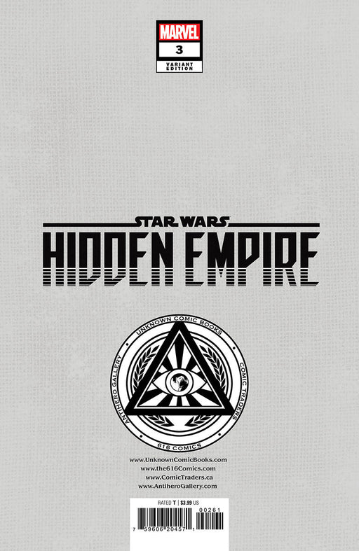 Star Wars: Hidden Empire #3 Unknown Comics Patch Zircher Exclusive Var (02/08/2023) - for just $10! 