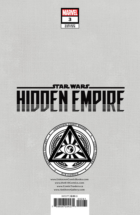 Star Wars: Hidden Empire #3 Unknown Comics Patch Zircher  Exclusive Virgin Var (02/08/2023) - for just $20! 