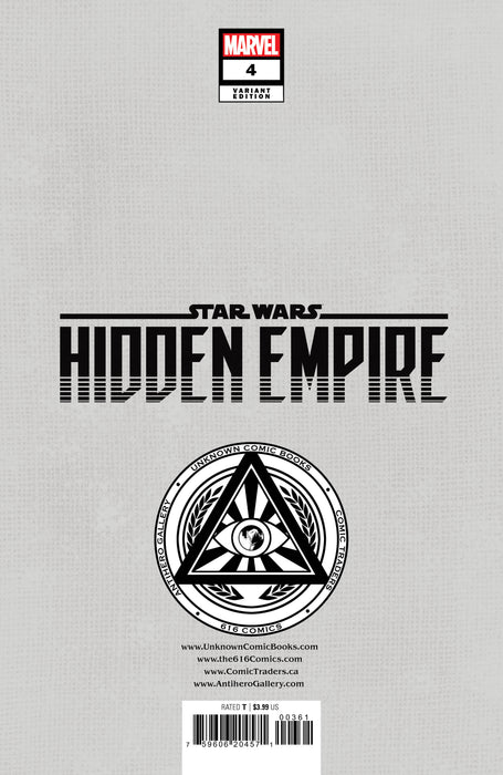 Star Wars: Hidden Empire #4 Unknown Comics Patch Zircher Exclusive Virgin Var (03/01/2023) - for just $20! 