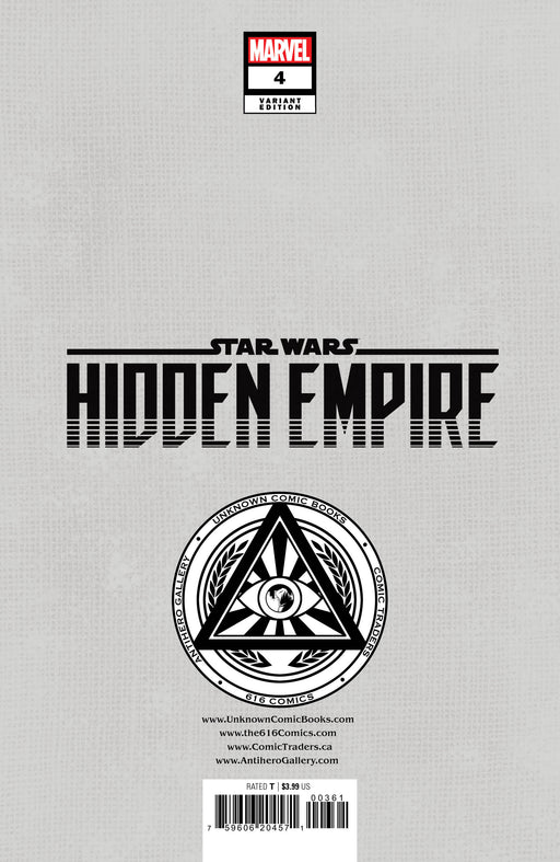 Star Wars: Hidden Empire #4 Unknown Comics Patch Zircher Exclusive Virgin Var (03/01/2023) - for just $20! 