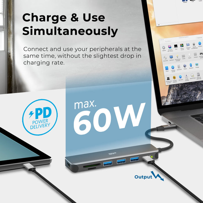 Silicon Power SU20 7-in-1 Docking Station with HDMI, USB Type-A, USB-C PD, SD, and microSD ports - for just $35.99! 