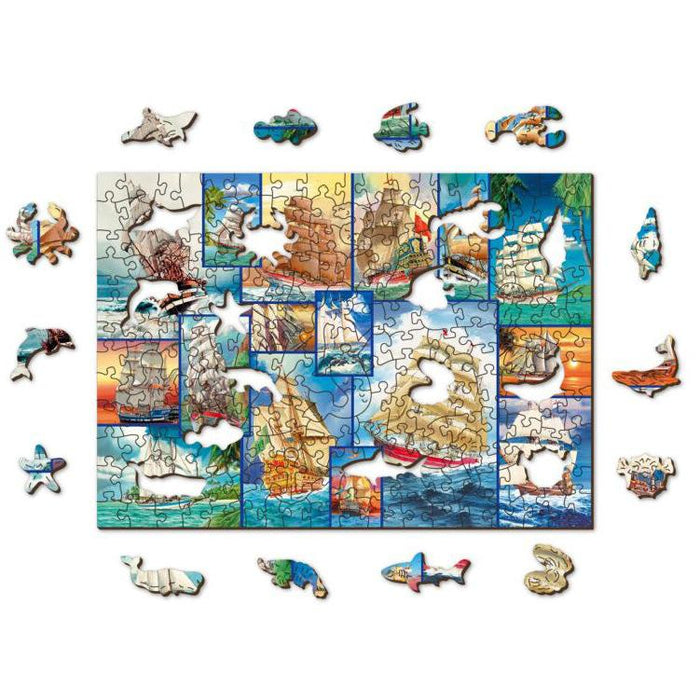 Sailing Ships 200 Piece Wood Jigsaw Puzzle Wooden City - for just $19.99! 