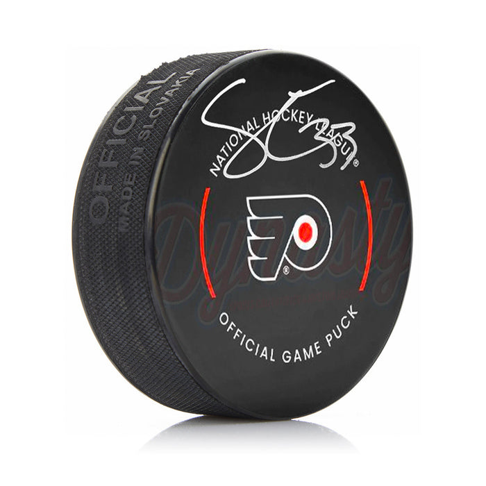 Samuel Ersson Autographed Philadelphia Flyers Hockey Game Model Puck - for just $79.99! 