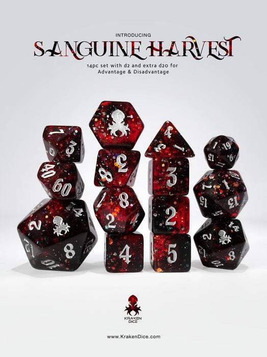 Sanguine Harvest 14pc - Limited Run - Silver Ink Dice Set - for just $24.95! 
