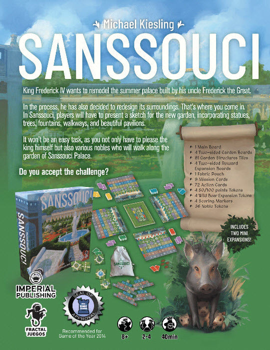 Sanssouci Board Game by Michael Keisling 2-4 Players (Imperial Publishing) - for just $50! 