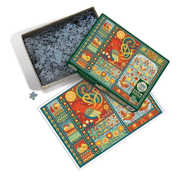 Scandi Chicken Quilt 1000 Piece Jigsaw Puzzle Cobble Hill - for just $19.99! 