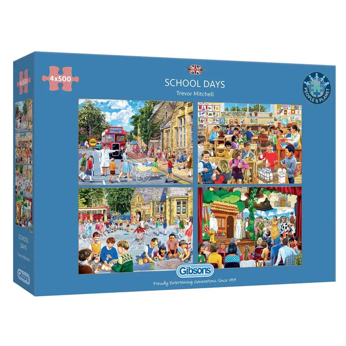 School Days Set of 4 500 Piece Jigsaw Puzzles Gibsons - for just $39.99! 