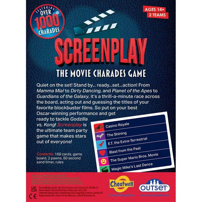 Screenplay The Movie Charades Card Game Outset - for just $17.99! 