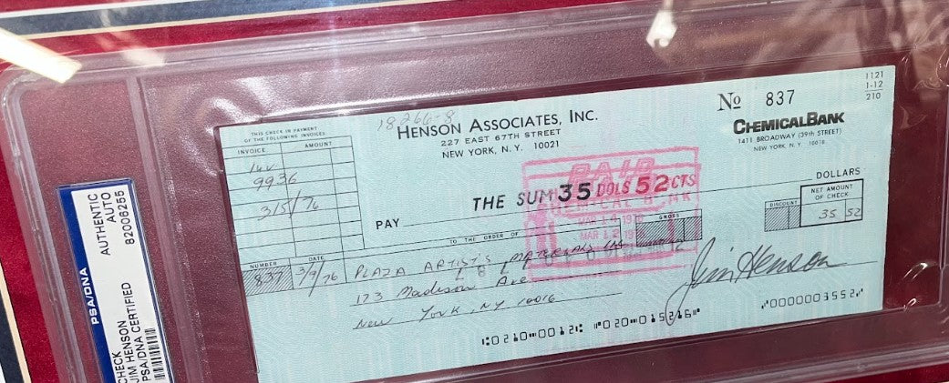 Jim Henson Autographed & Signed Bank Check Framed The Muppets Collage - for just $1999.99! 