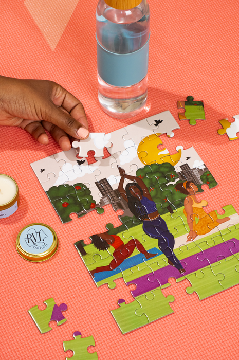 Yoga In The Park | 48 Piece Puzzle & Candle Gift Set - for just $28! 