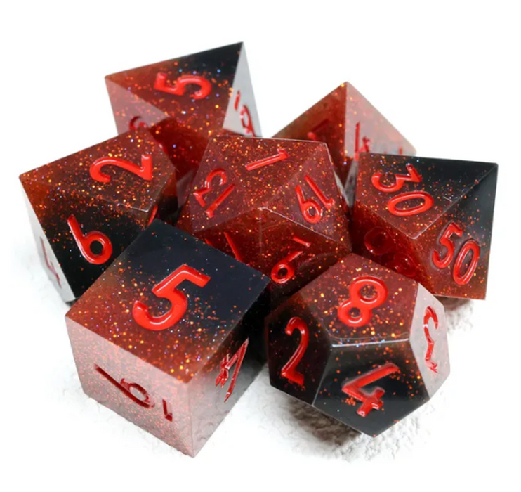 Resin Sharp Edged Themed 7 Piece Polyhedral Dice Set - for just $19.99! 