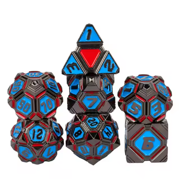 Metal 7 Piece Polyhedral Dice Set - UFO Mechanical Theme - for just $34.99! 