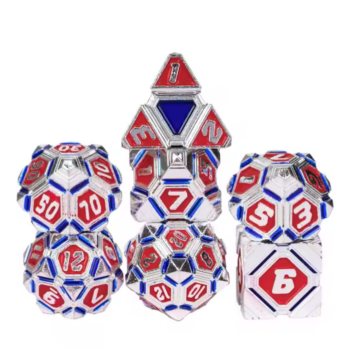 Metal 7 Piece Polyhedral Dice Set - UFO Mechanical Theme - for just $34.99! 