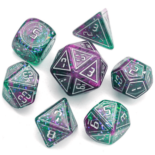 Cybernated Pink & Green RPG Dice Set - XLarge - for just $11.99! 