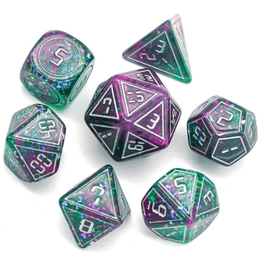 Cybernated Pink & Green RPG Dice Set - XLarge - for just $11.99! 