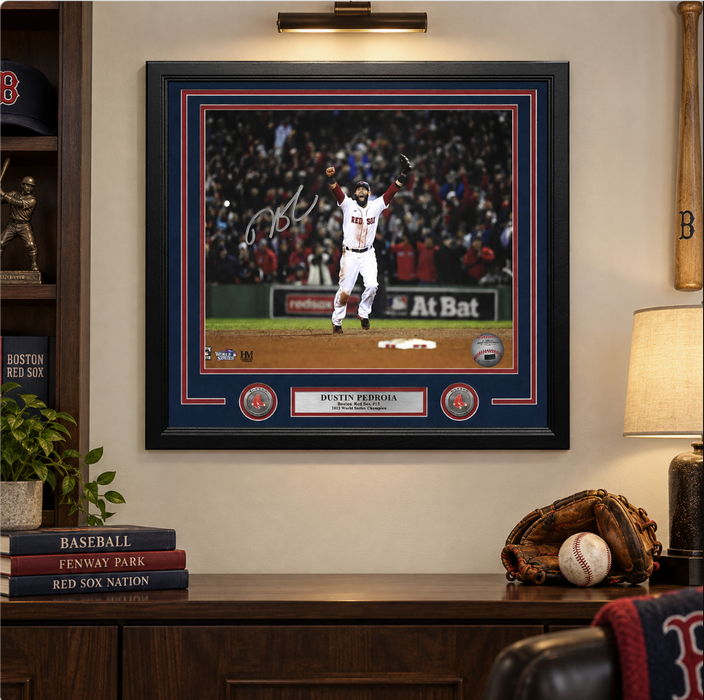 Dustin Pedroia 2013 World Series Celebration Boston Red Sox Autographed 11x14 Framed Baseball Photo - for just $279.99! 
