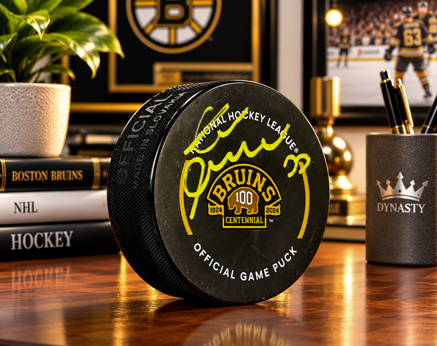 Zdeno Chara Boston Bruins Autographed 100th Anniversary Hockey Game Model Puck - for just $139.99! 