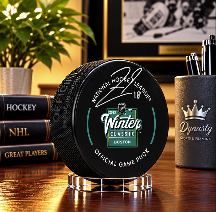 Pavel Zacha Boston Bruins Autographed 2023 Winter Classic Game Model Puck - for just $69.99! 