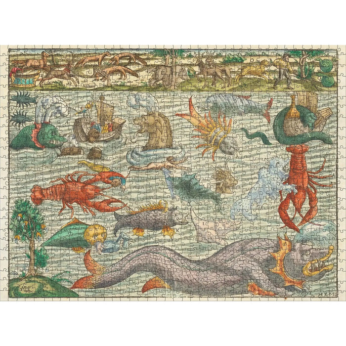 Sea Monsters by Sebastian Münster 1000 Piece Jigsaw Puzzle Pomegranate - for just $24.99! 