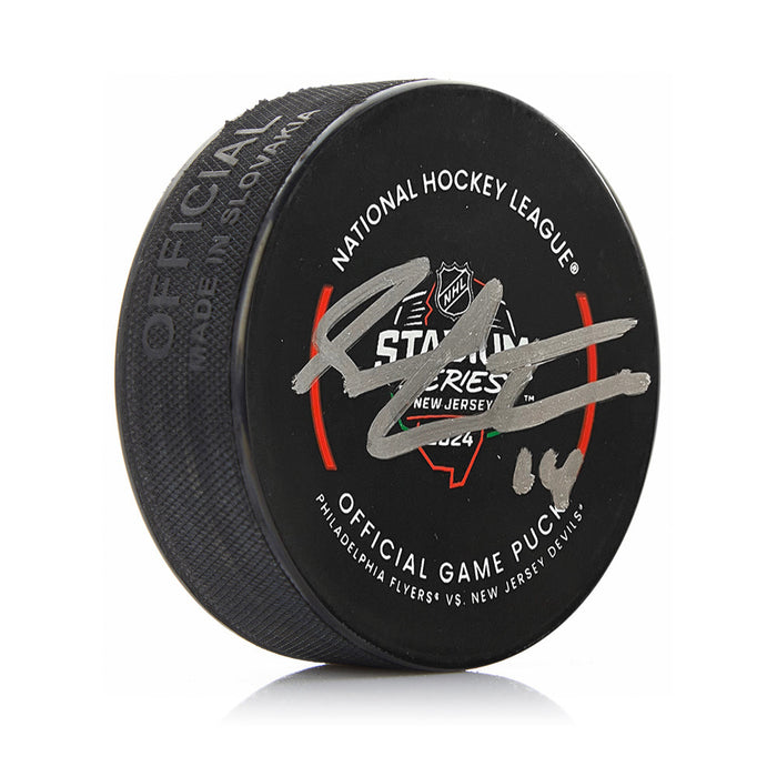 Sean Couturier Autographed Philadelphia Flyers 2024 Stadium Series Hockey Game Model Puck - for just $59.99! 
