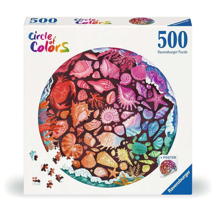 Seashells "Circle of Colors" 500 Piece Round Jigsaw Puzzle Ravensburger - for just $19.99! 