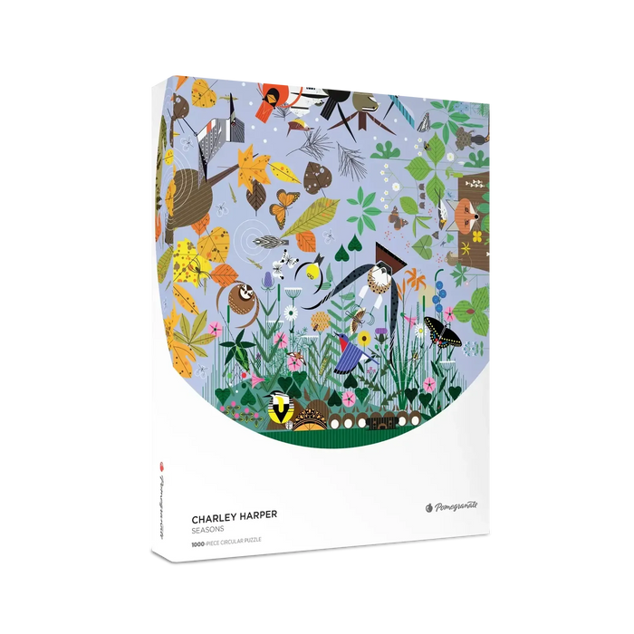Seasons by Charley Harper 1000 Piece Round Jigsaw Puzzle Pomegranate - for just $26.99! 