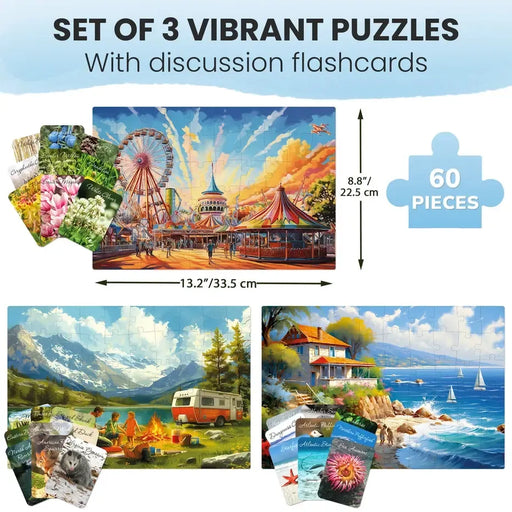 Set of 3 60 Piece Tray Jigsaw Puzzles with Conversation Cards Quokka - for just $29.99! 