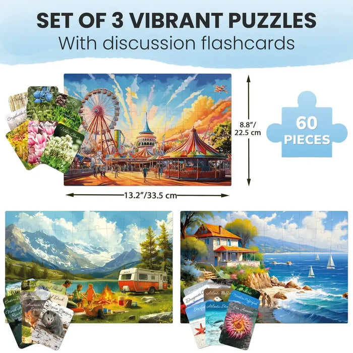 Set of 3 60 Piece Tray Jigsaw Puzzles with Conversation Cards Quokka - for just $29.99! 