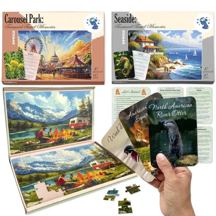 Set of 3 60 Piece Tray Jigsaw Puzzles with Conversation Cards Quokka - for just $29.99! 